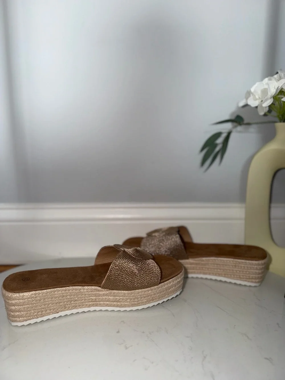 Bronze Woven Platform Sandals | Coastal Vacation | Beach Boho | Size 11 - Picture 7 of 10
